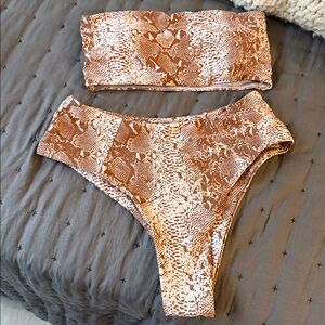 NWT Brown Snake Print Bikini Set M bottom S top